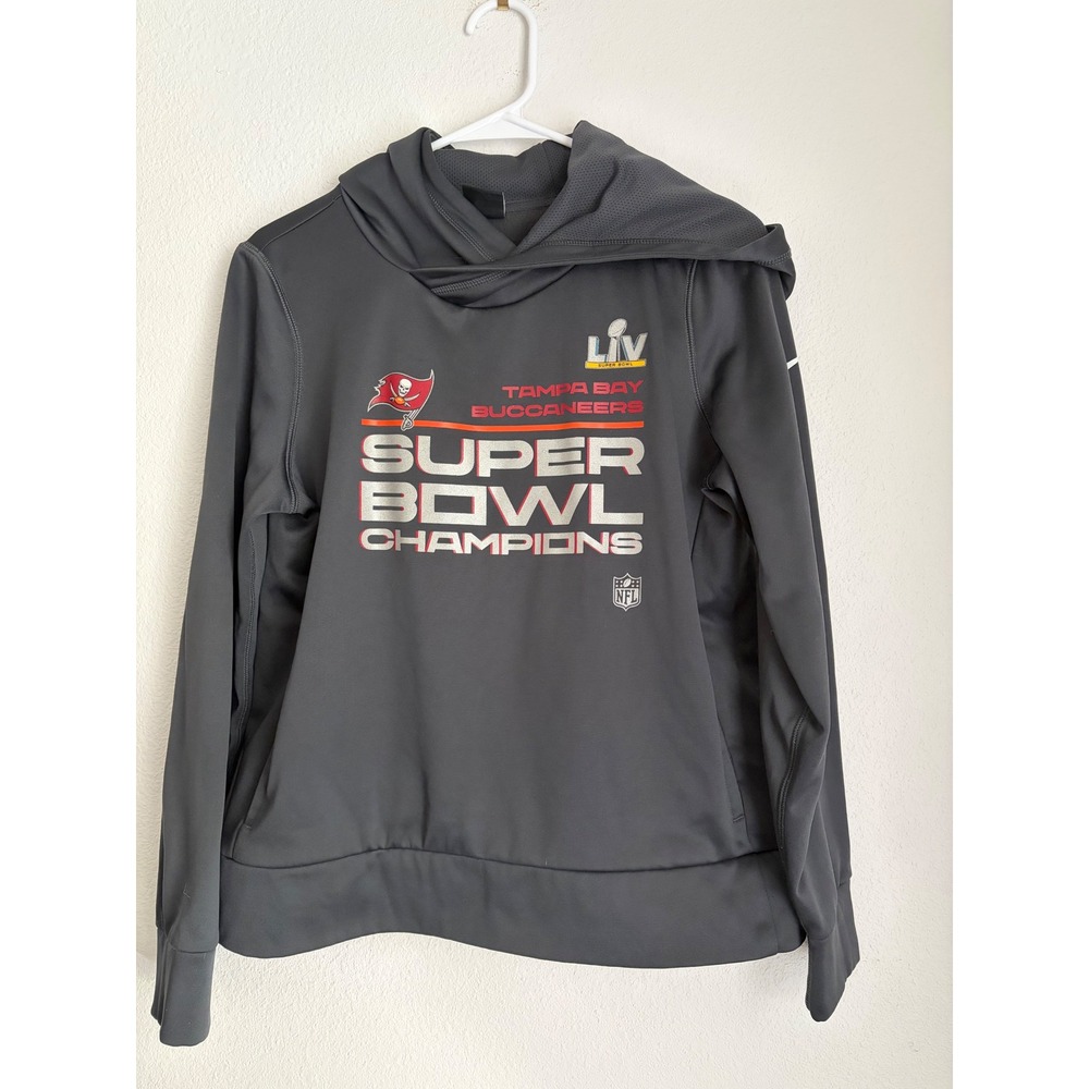 Nike Tampa Bay Buccaneers Super Bowl LV Champions Hoodie Grey Womens Medium